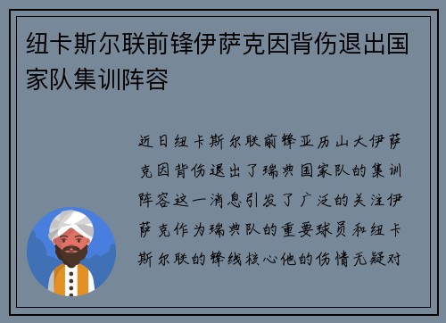 纽卡斯尔联前锋伊萨克因背伤退出国家队集训阵容